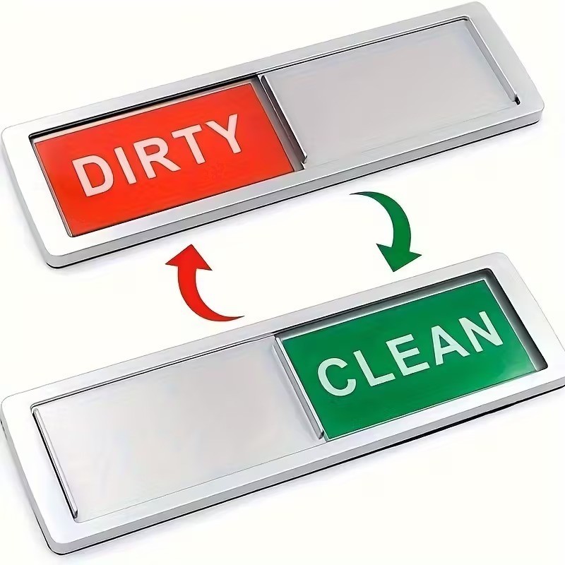 1pc Iron Dishwasher Magnet Clean Dirty Sign, Dual-Use Easy-Push Indicator