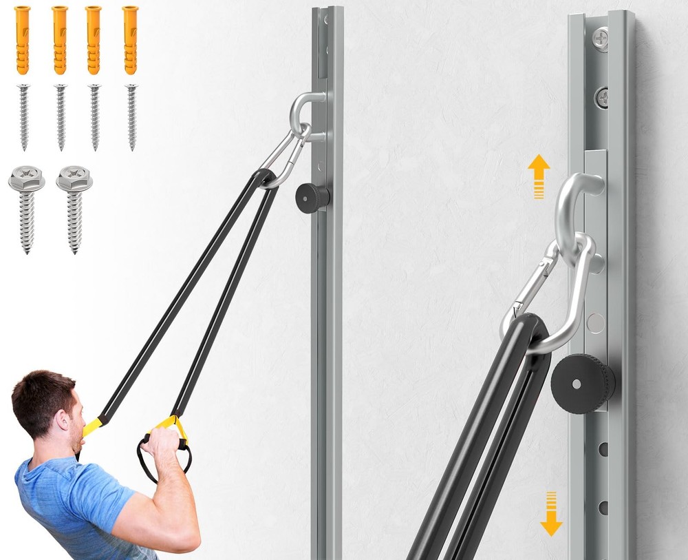 Adjustable Wall-Mounted Anchor Fitness System with Automatic Locking Function...