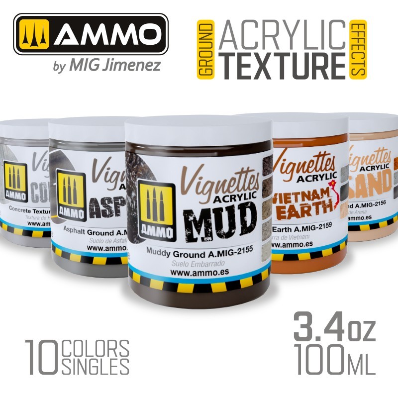 AMMO by Mig: Ground Texture - 100ml Acrylic Terrain Paste - Singles 10 Textures