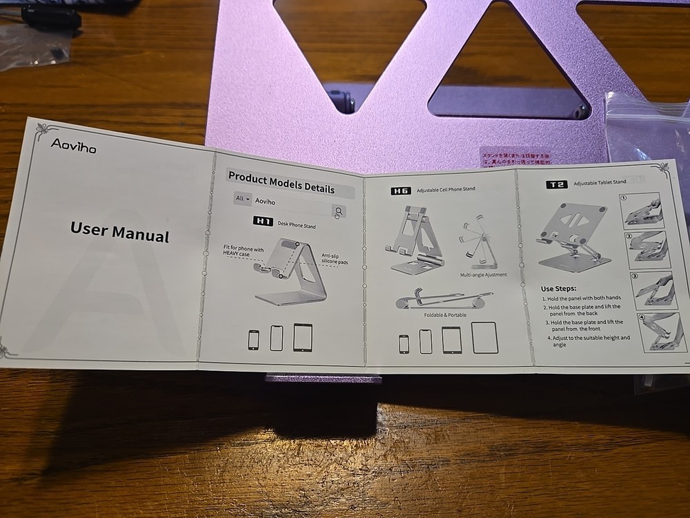 Adjustable lab top riser aluminum purple