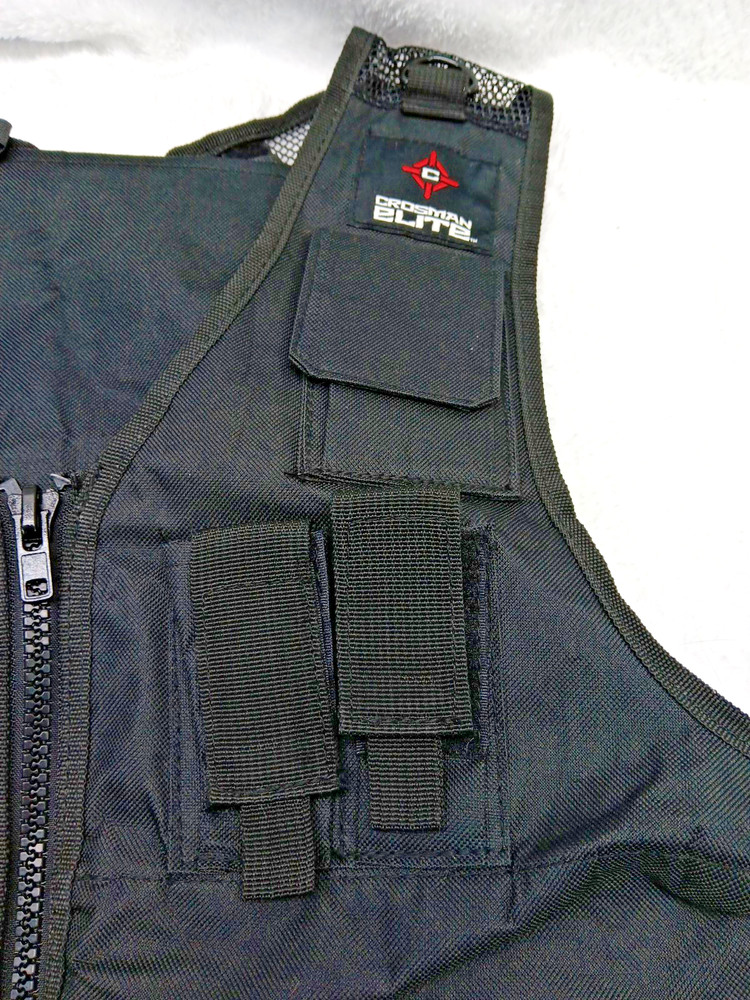 Crosman Elite Black Tactical Vest multiple pockets adjustable Small