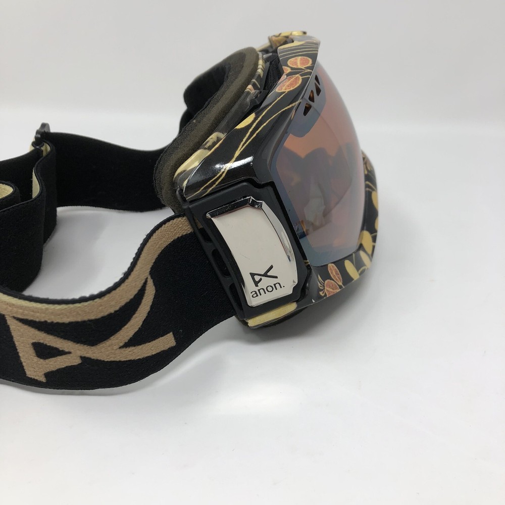 Anon Snowboard Ski Goggles Black Yellow Leaf Plants Pattern Please Read Below