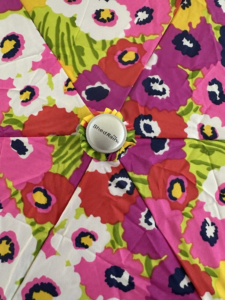 Vintage Totes Umbrella M Medium Coverage Mini Compact W Case Floral Design EUC