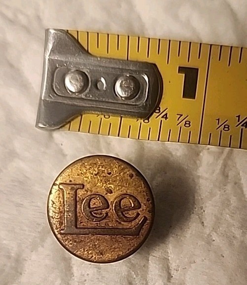 #2 Antique Lee Jeans Brass Stud Button Good Condition