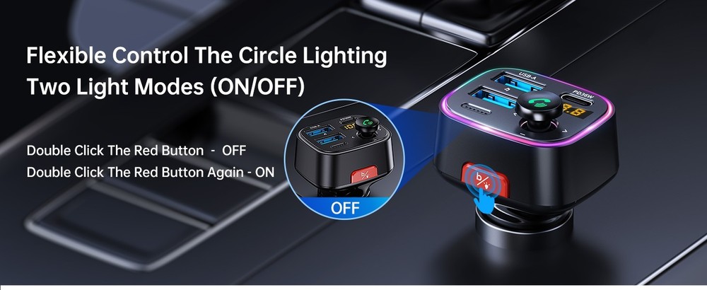 Syncwire Bluetooth 5.4 FM Transmitter Car Adapter 48W, Fast Charging