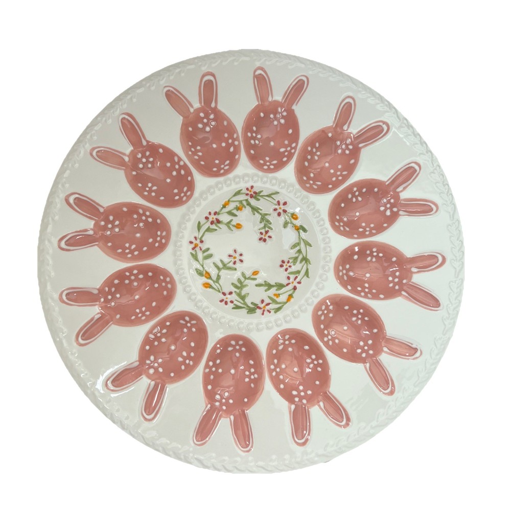 Potter’s Studio Floral Bunny Deviled Egg Serving Platter 12”