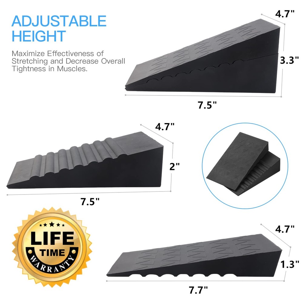 Squat Wedge for Heel Elevated Squats: Adjustable Rubber 4Pcs Calf Raise Block...
