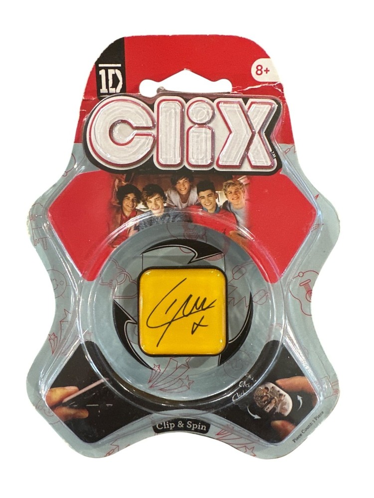 1D One Direction CLIX Clip & Spin Button LIAM PAYNE Yellow Square AUTOGRAPH htf