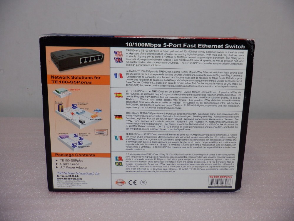 TRENDNET TE100-S5P PLUS 5-PORT FAST ETHERNET SWITCH