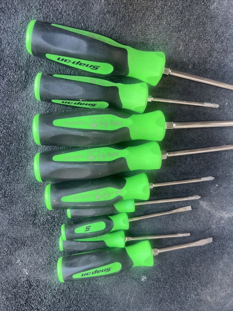 For snap on tools screwdriver lot Green 9pc Torx flathead Phillips No Tray