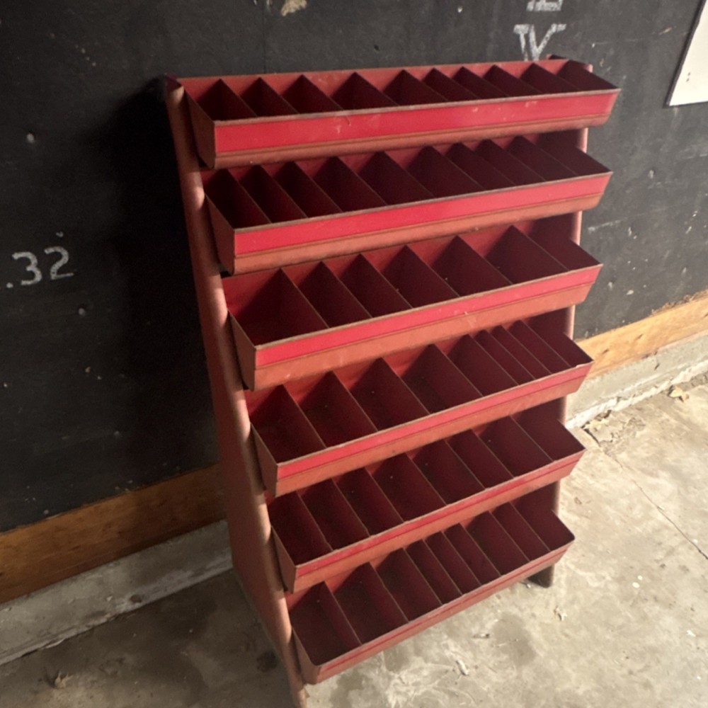 Red Metal Multi-Compartment Storage Bin Cabinet Rack Organizer
