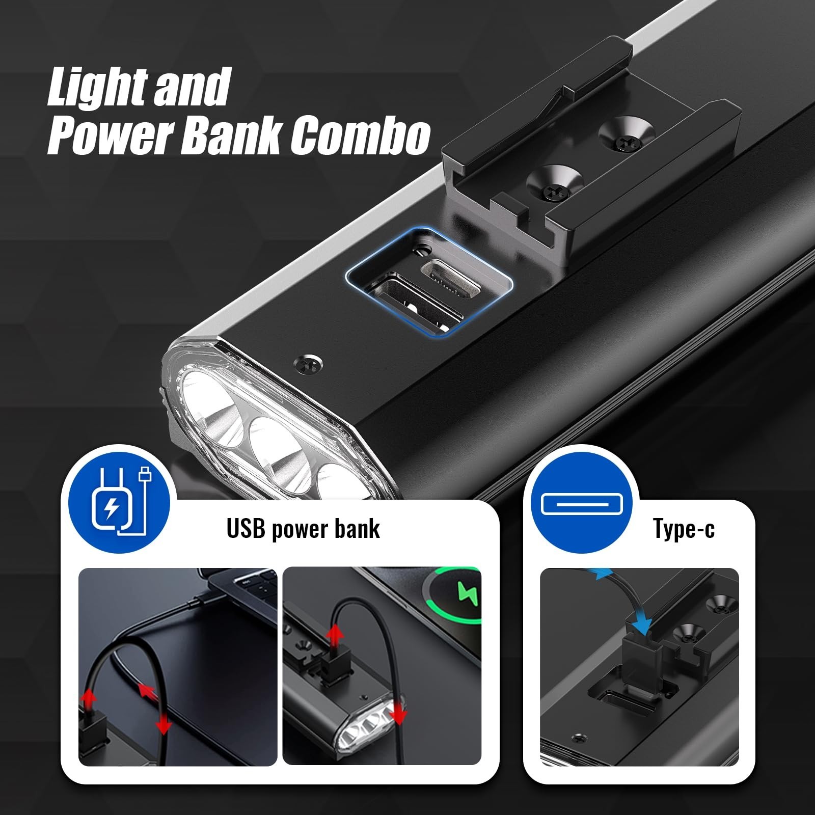 Rechargeable Bike Lights for Night Riding High Lumens with 2 Pack Taillight, ...