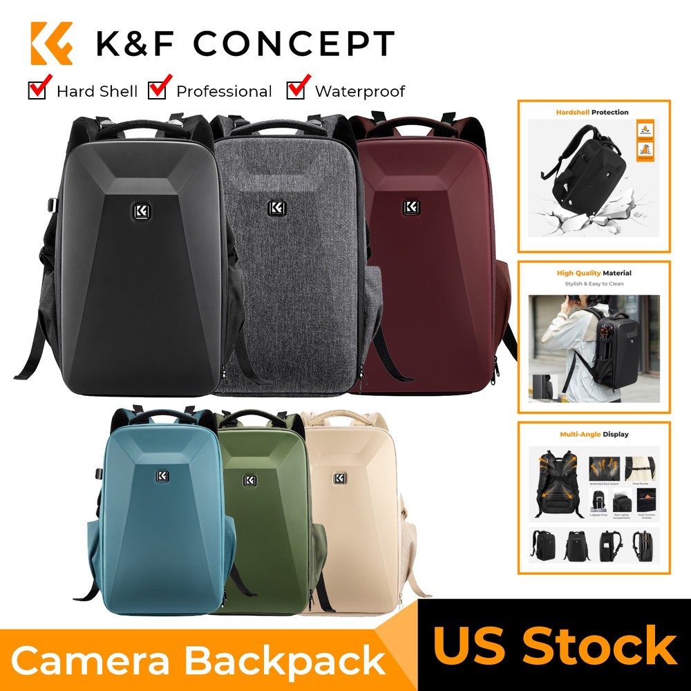K&F CONCEPT Hard Shell Camera Backpack Waterproof Shockproof for DSLR/Mirrorless