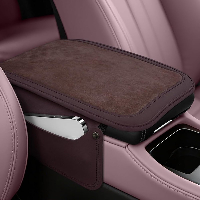 Durable Leather Armrest Pad W/ 5 Side Pockets Universal Console Protector New