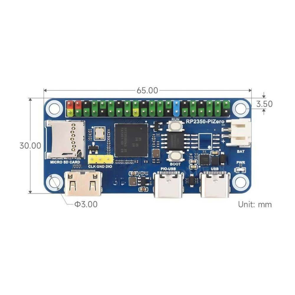 RP2350 PiZero Dual-Core Development Board Compatible with MicroPython and C/C++