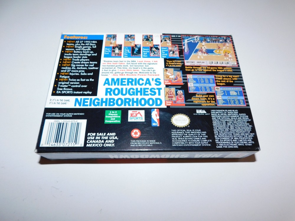 AUTHENTIC Nintendo SNES 1993 EA NBA SHOWDOWN ~ BOX ONLY ~ GREAT CONDITION!