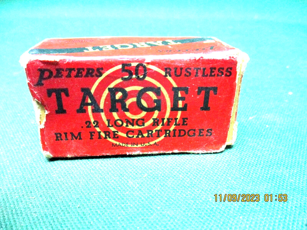 Vintage PETERS Rustless TARGET, 22 LR , Box, (Empty) For: Box Collectors