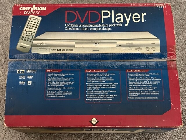 Cinevision DVP650 DVD CD MP3 Player w/ Controller & Original Box