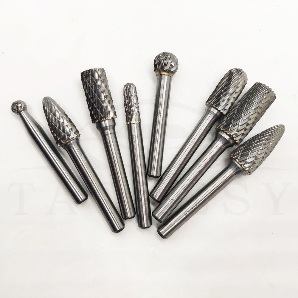 1/4'' Double Cut Tungsten Steel Carbide Rotary Burr Die Grinder Shank Bit Set 8x