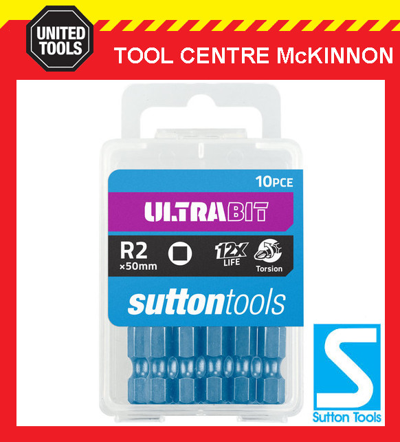 10 x SUTTON IMPACT ULTRABIT SQUARE DRIVE SR2 x 50mm INSERT BITS - GERMAN MADE