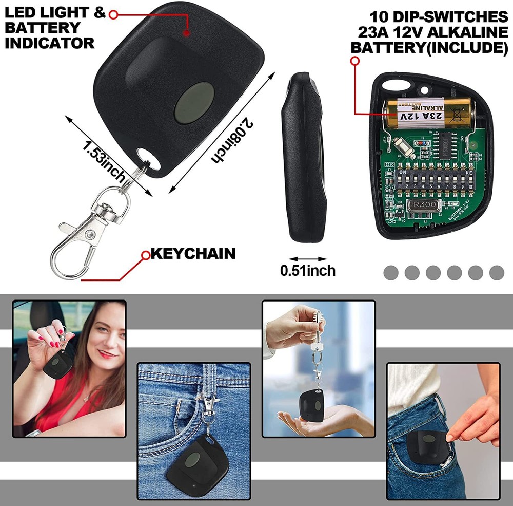 2 For Linear Multi-Code 300MHz 10 Dip 3089 3060 4120 Garage Door Remote Control