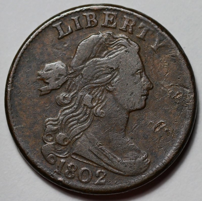 1802 Draped Bust Large Cent - Stemless - Digs - US 1c Copper Coin