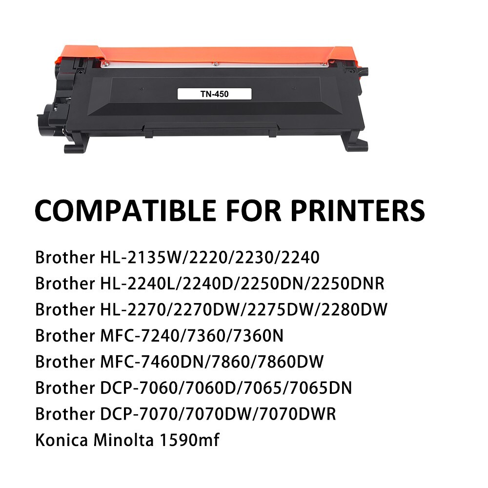 NEW TN450 TN-450 High Yield Toner Cartridge For Brother - 2PK