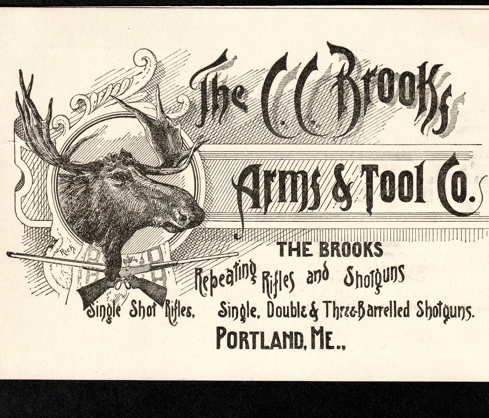 Brooks 3-Barrelled Shotgun 1892 Arms & Tool Rifle Folder Advertising Trade Card