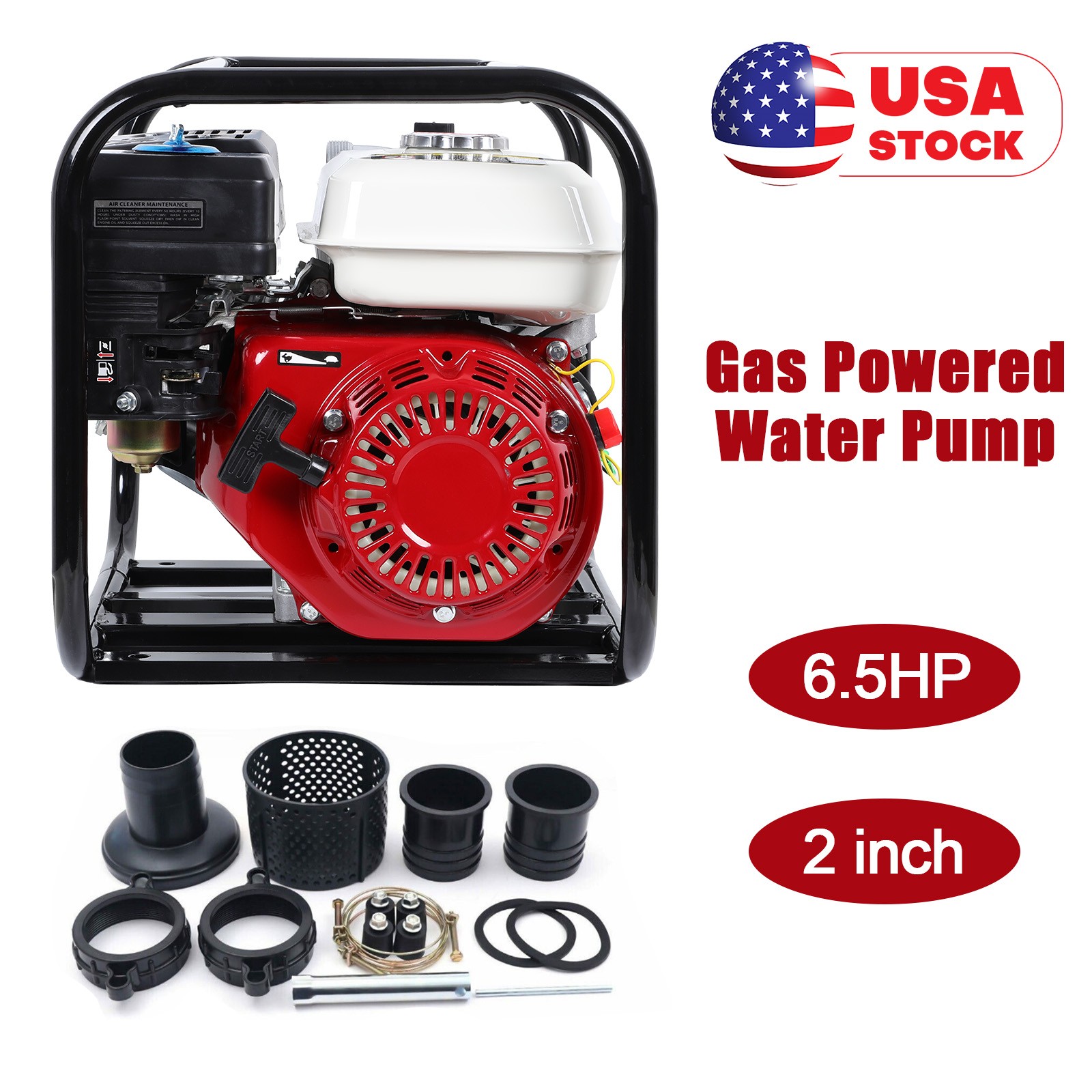 Gasoline Water Transfer Pump High-Pressure 158 GPM 6.5HP 4-Stroke Portable Pump