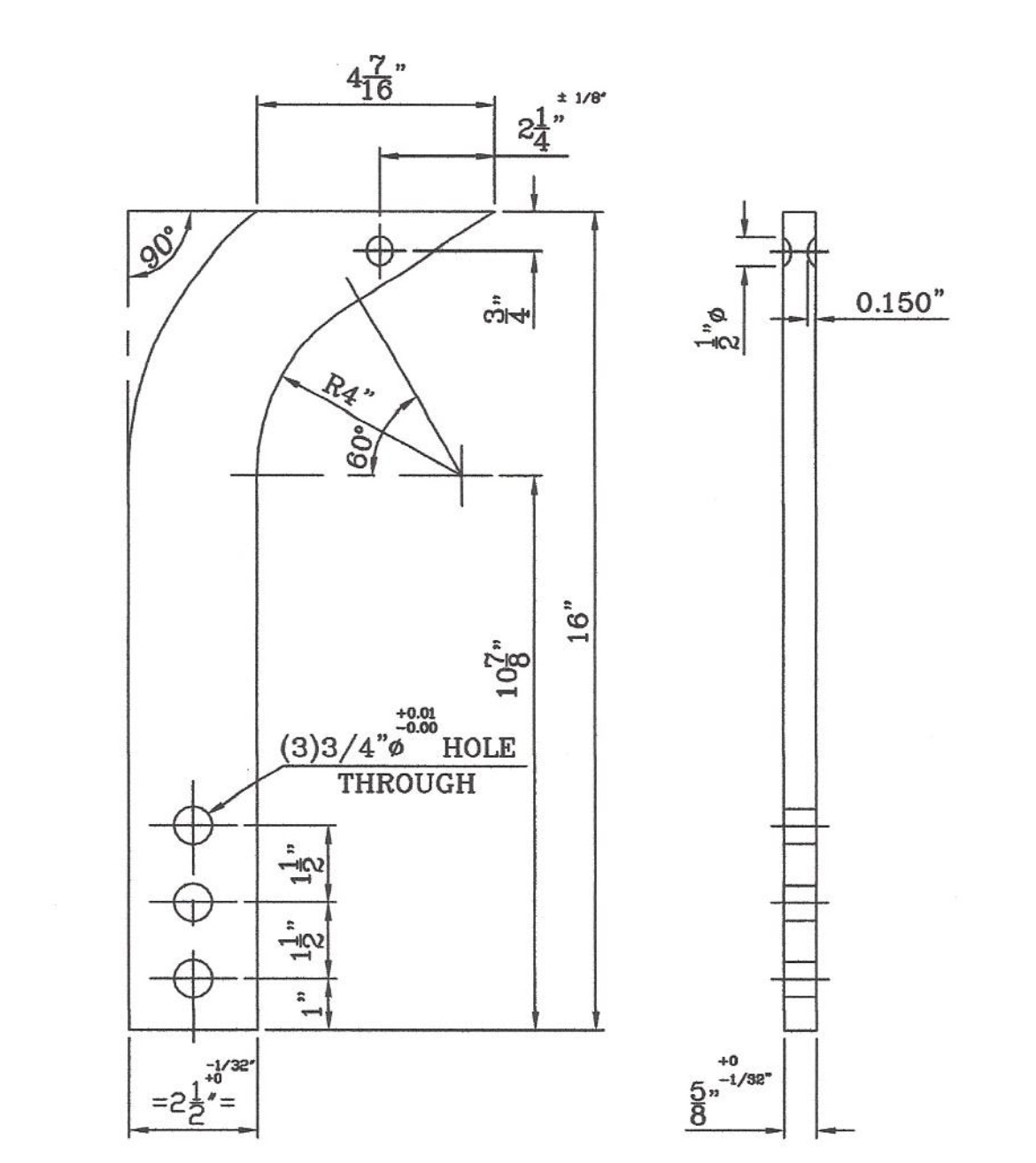 16'' Box Blade Shank Scarifier Tooth 3 Holes Box Scraper Shank Replaceable Teeth