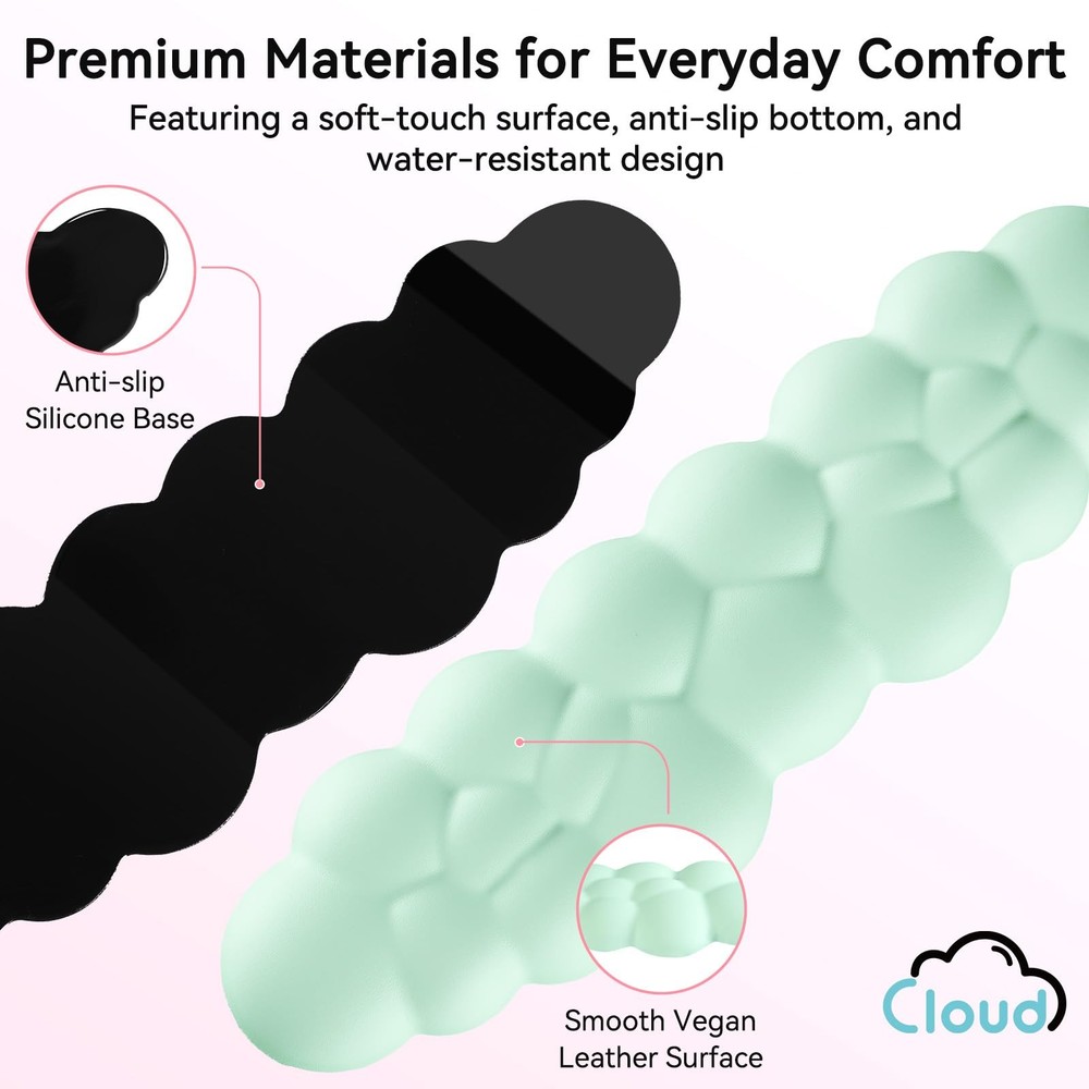 Sushret Cloud Wrist Rest for Computer Keyboard, 4-in-1 Memory Foam Leather Cloud