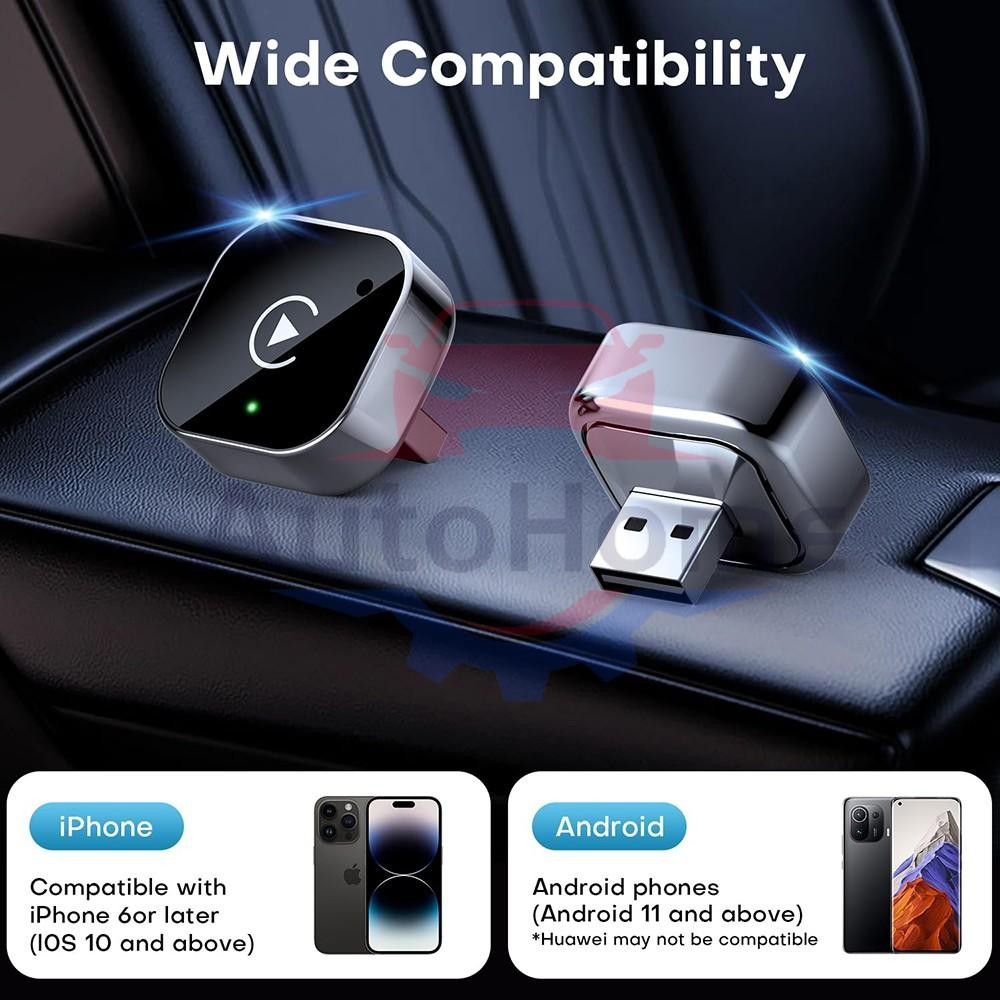 Wireless CarPlay Adapter for Apple iPhone & Android Auto USB Adapter Plug & Play