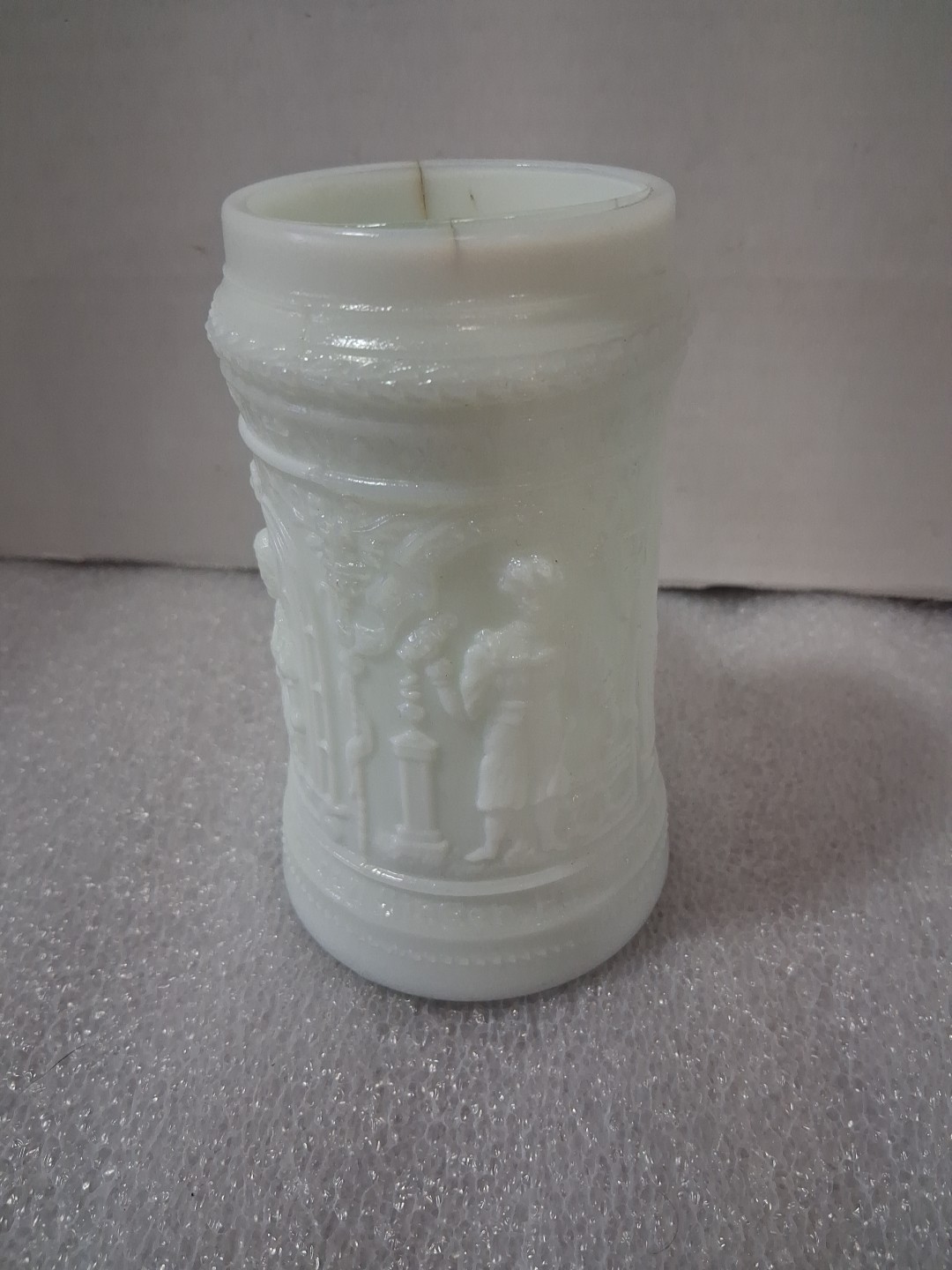 Westmoreland Greentown ? Serenade Antique German Uranium Glass Stein Mug #2