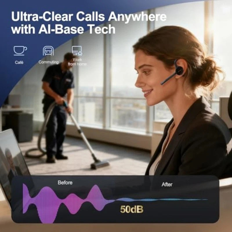 Oleap Archer AI Transcribed Wireless Headset Single Ear Bluetooth Headset, Meeti