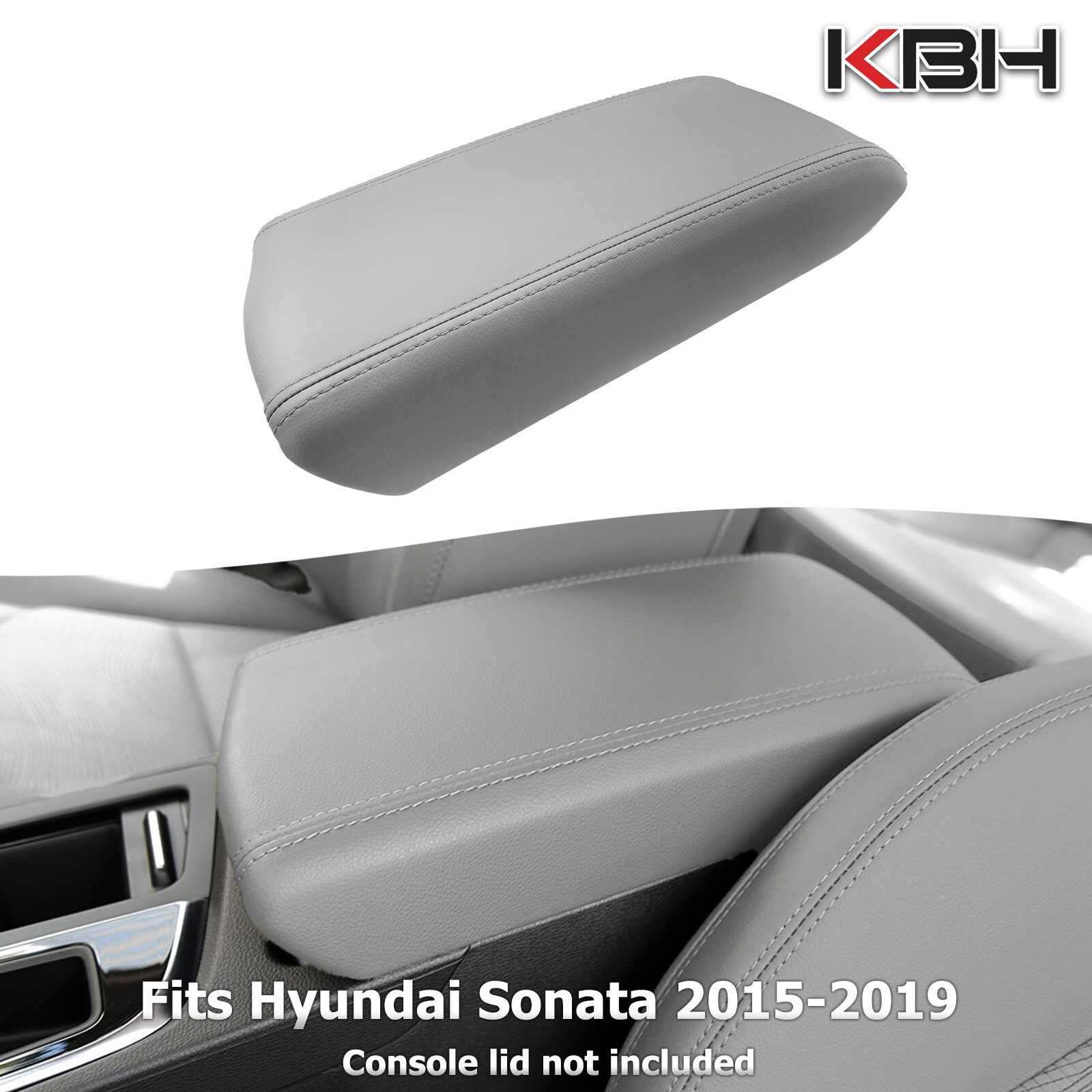Fit 2015-2019 Hyundai Sonata Center Console Armrest Lid Arm Rest Cover Trim Gray