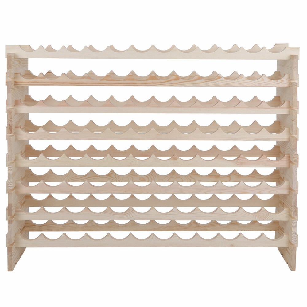 2PCS 96 Bottles Holder Wine Rack Stackable Storage 8 Tier Solid Wood Display