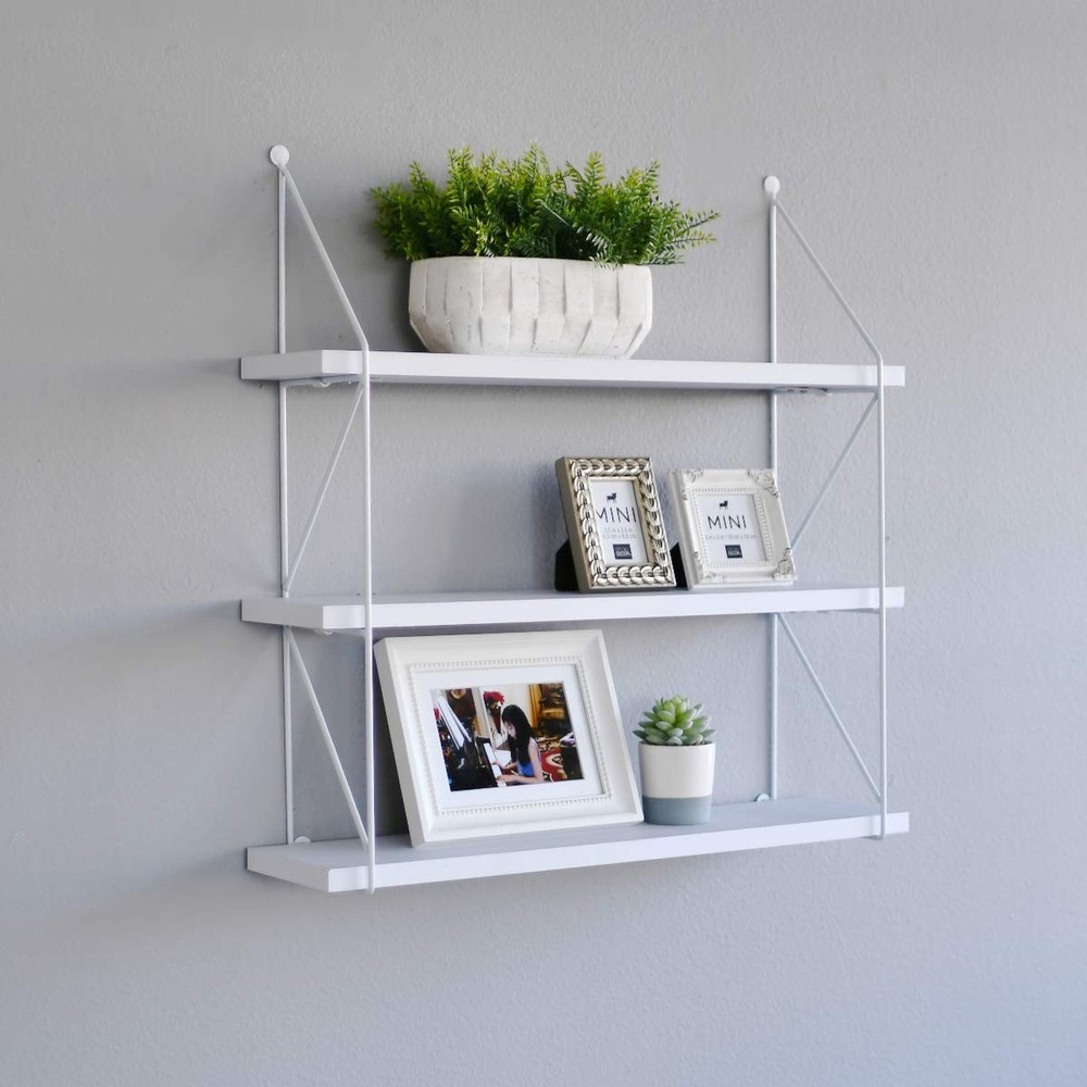3-Tier Display Wall Shelf Storage Rack Holder, White