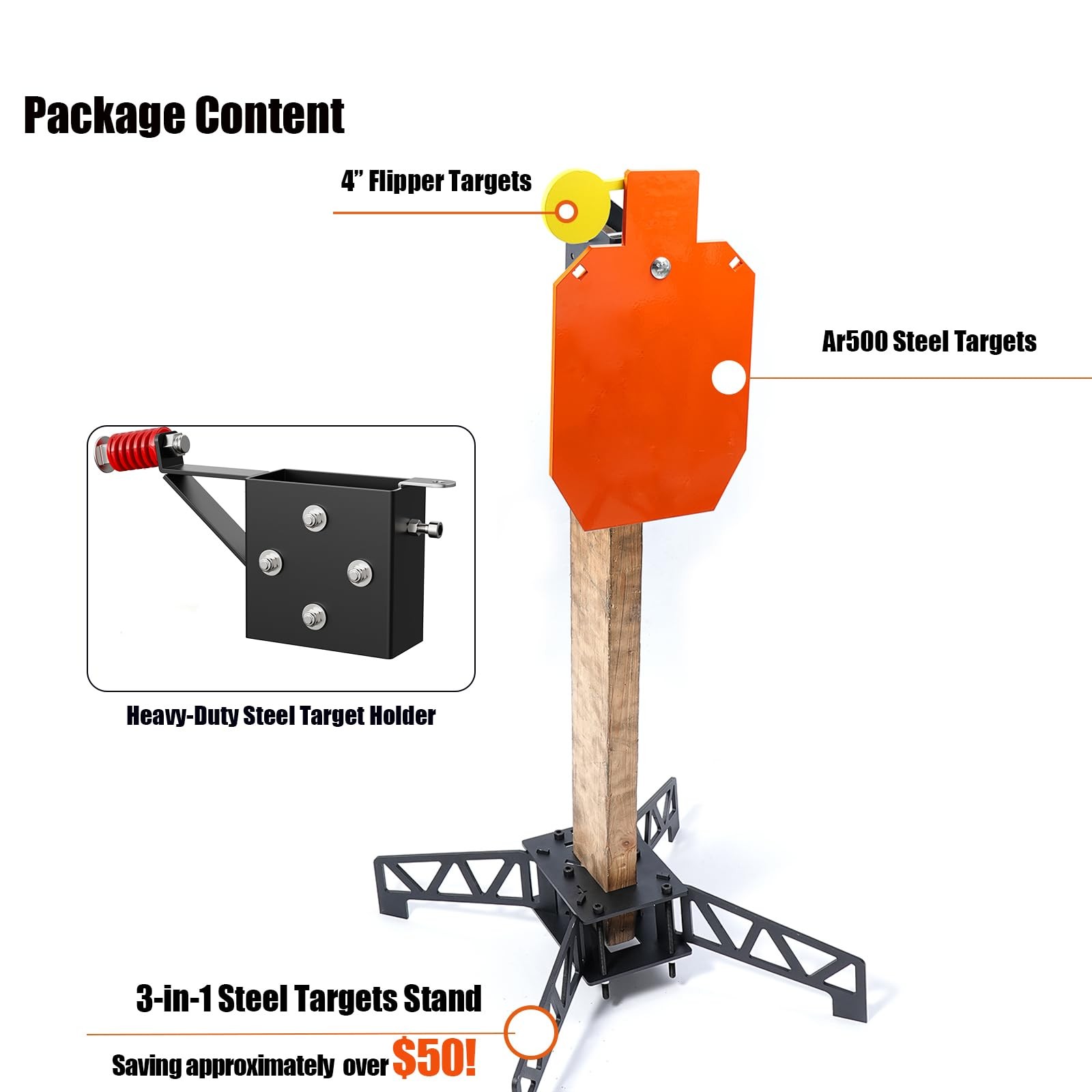 AR500 Steel Shooting Target Set - 3/8" Thick Hostage Reactive Target with 3-i...