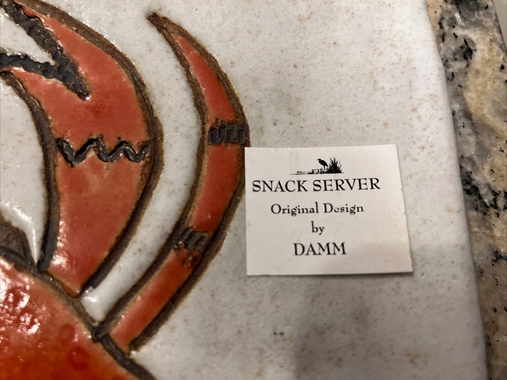Jean Damm Studio Pottery Crab Platter Dish Snack Server Plate Signed