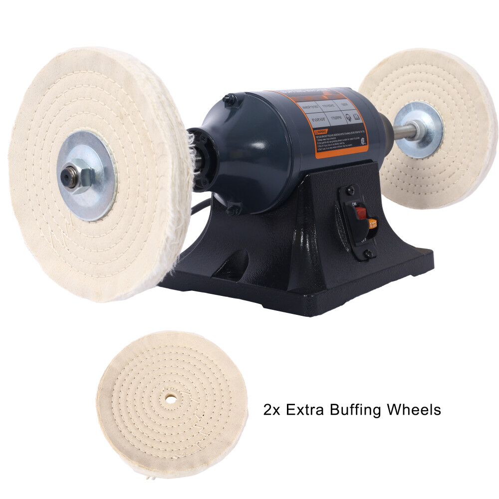 Extra long 8" Electric Polisher Benchtop Buffer Grinder Benchtop Buffing Machine