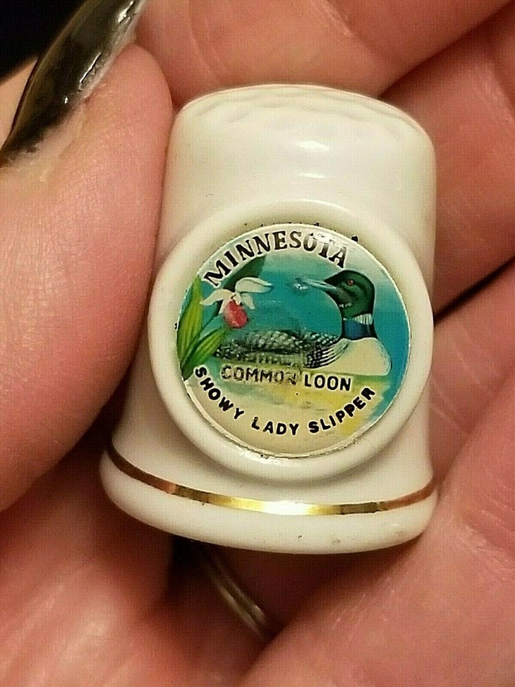 MINNESOTA Ceramic Thimble Loon