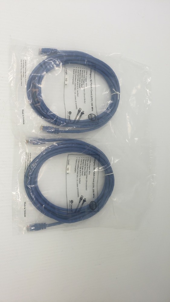 Category 5E  Patch Cord 350 MHz Ethernet Cable 10ft 2ct