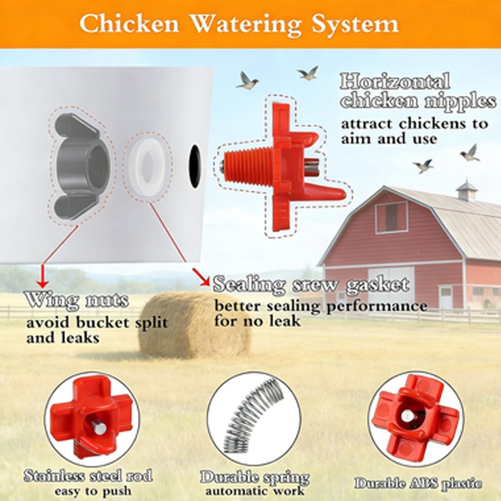 15 pcs Chicken Waterer Nipples with Drill Bits,Horizontal Automatic red