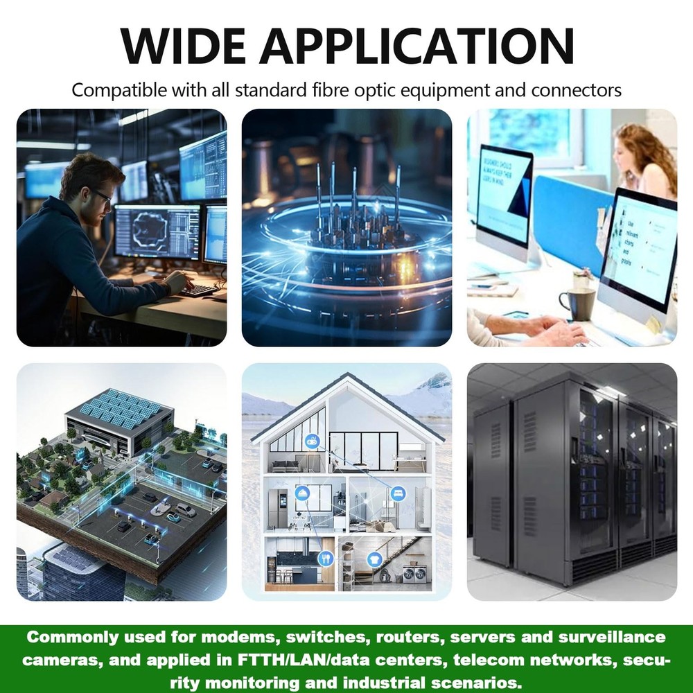 Fiber Optic Internet Cable 65ft SC/APC Single Mode Patch Jumper Replacement