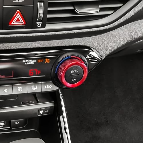 2PCS Aluminum Air Condition Switch Button Knob Cover A/C Centre Control Red