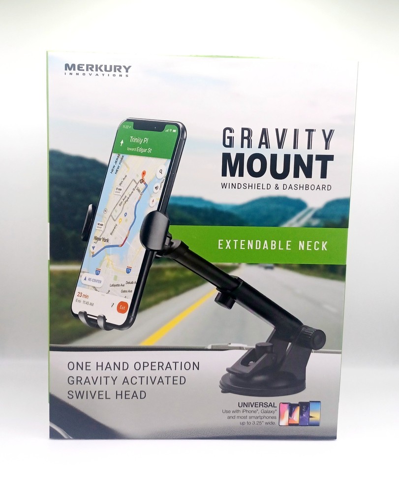 Merkury Innovations - Gravity Mount For Windshield & Dashboard Extendable Neck