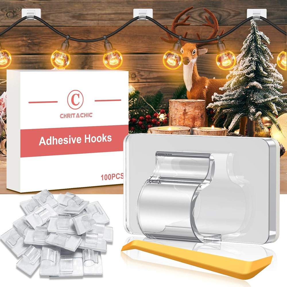100Pcs Mini Hooks for Outdoor String Lights Clips, [0.25 Inch Diameter] Waterpro