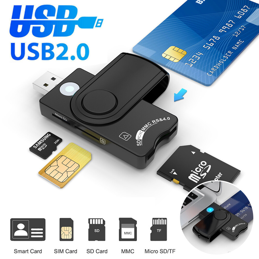 7-in-1 Smart USB 2.0 Micro TF SD SIM ID Memory Card Reader Adapter for PC Laptop