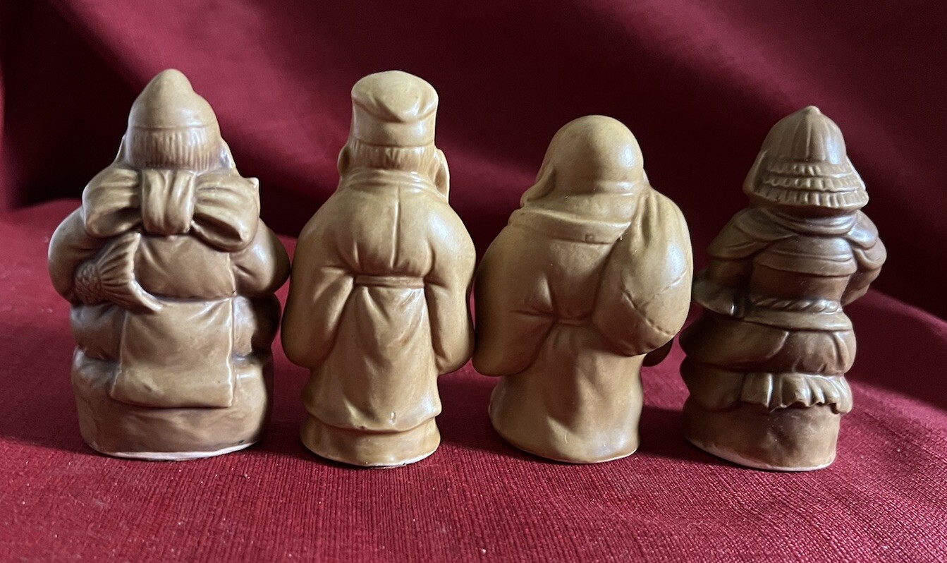 Vintage Japanese Porcelain Figurines Hotei, Ebisu, Samurai Warrior, Fukurokuju