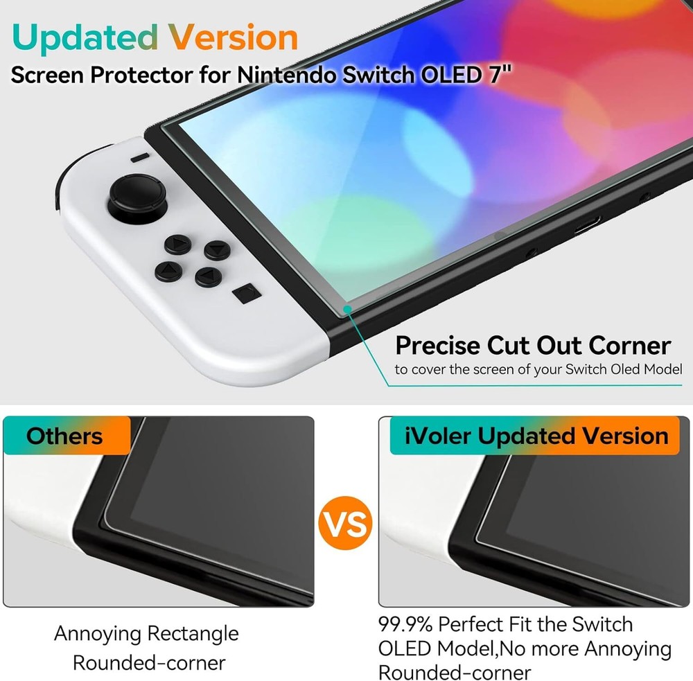 Ivoler 4 Pack Screen Protector For Nintendo Switch Oled 2021 2023 Tempered Glass